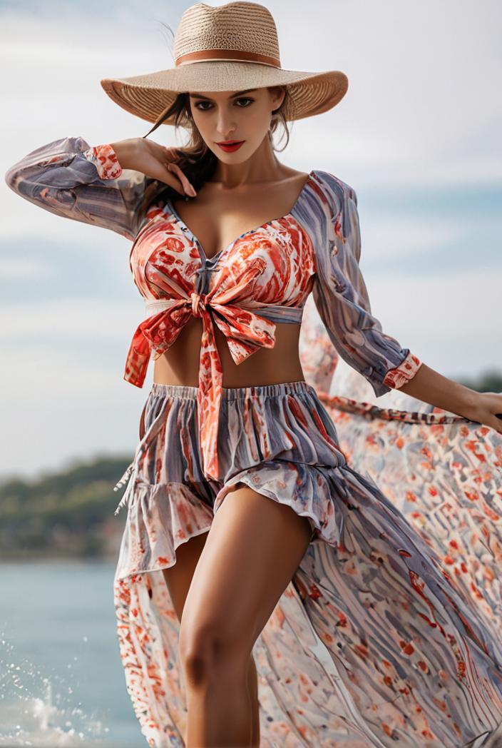 3 pieces sexy print bikini women high waist swimsuit cover up swimwear female lady bathing suit swimming summer beachwear 119744