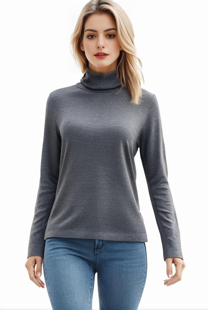 3 sets of turtleneck tees comfy long sleeve shirt perfect for spring autumn women s apparel 112355