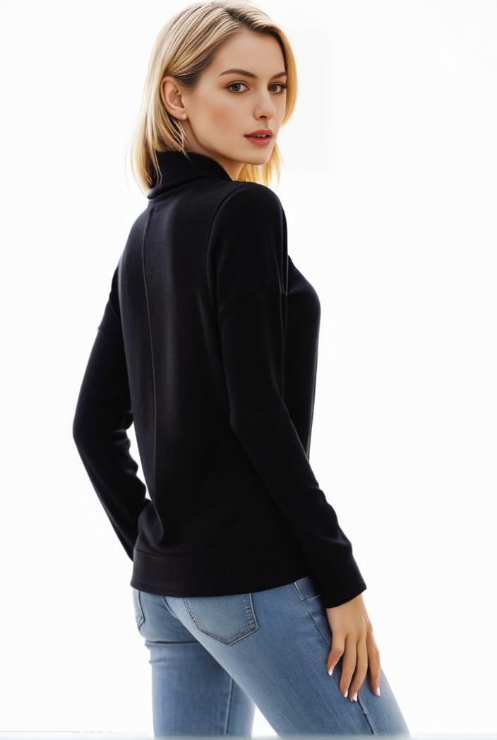 3 sets of turtleneck tees comfy long sleeve shirt perfect for spring autumn women s apparel 112365