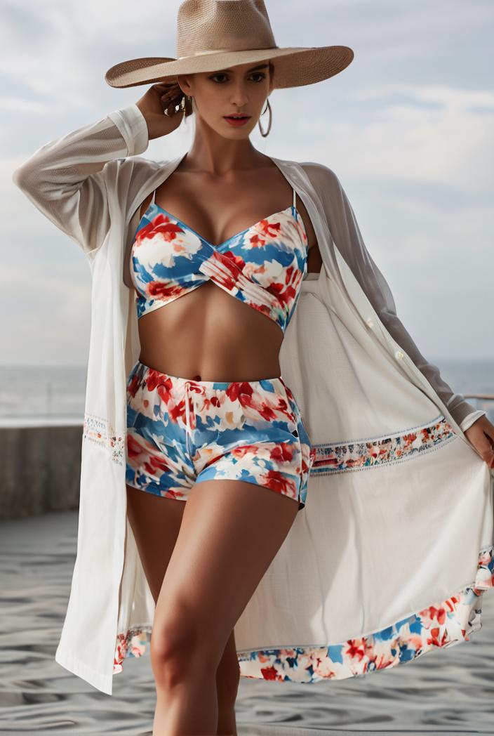 3 pieces sexy print bikini women high waist swimsuit cover up swimwear female lady bathing suit swimming summer beachwear 118705