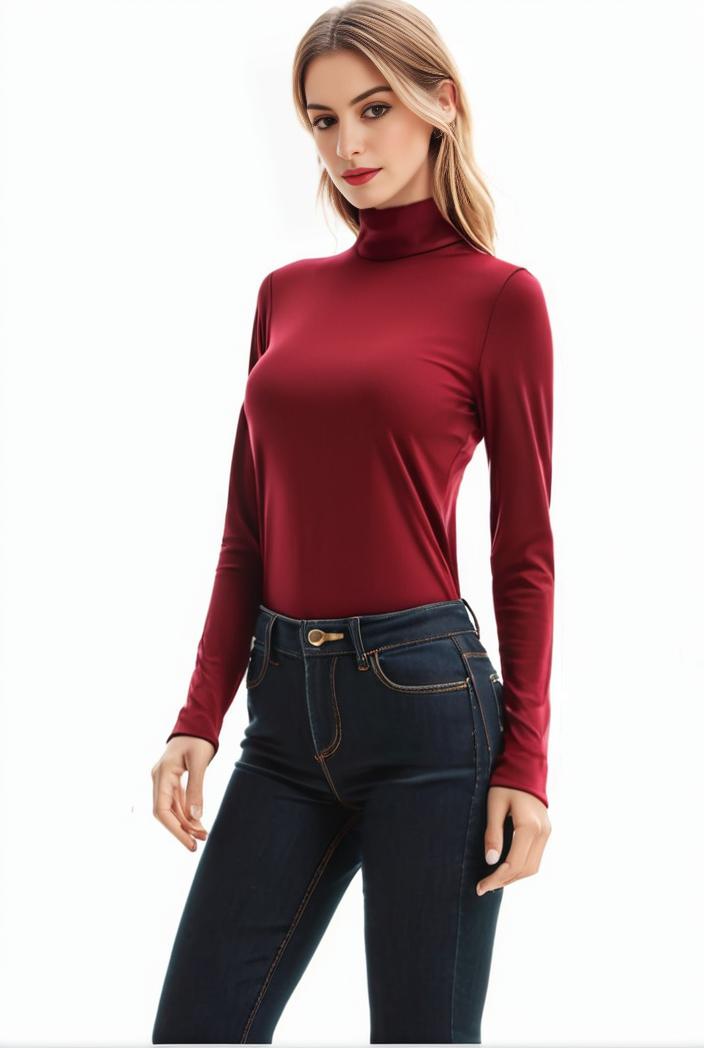 3 sets of turtleneck tees comfy long sleeve shirt perfect for spring autumn women s apparel 107669