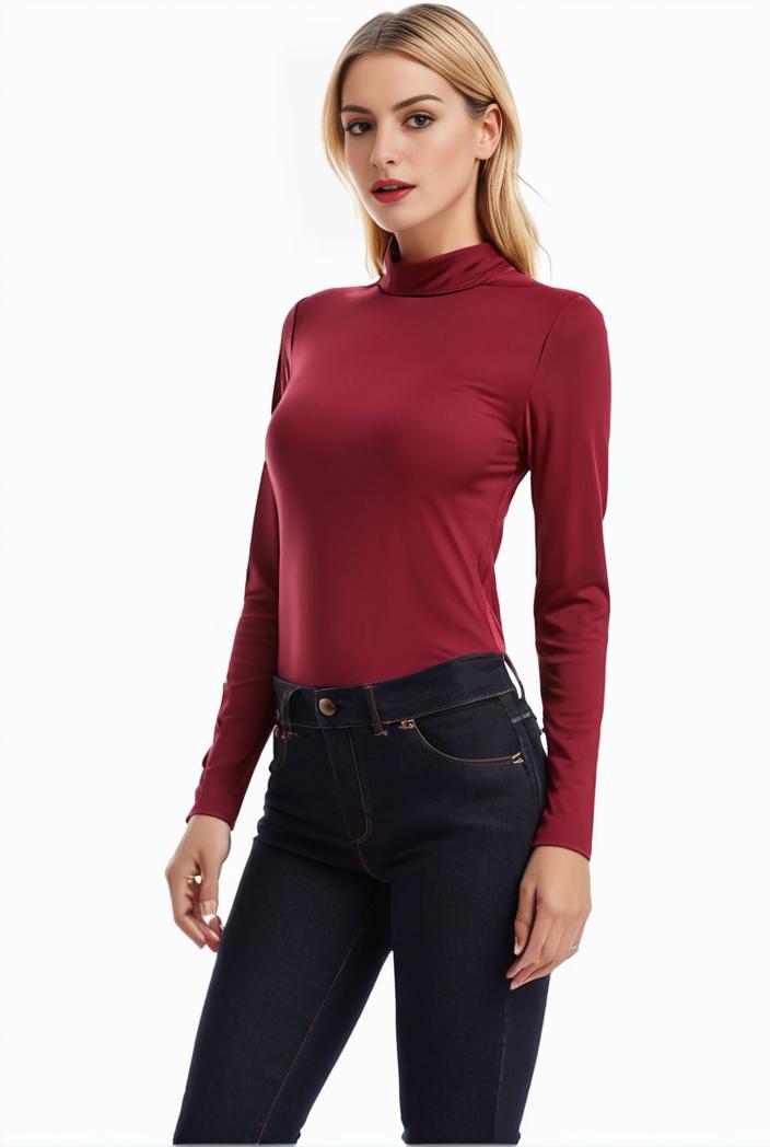 3 sets of turtleneck tees comfy long sleeve shirt perfect for spring autumn women s apparel 107674