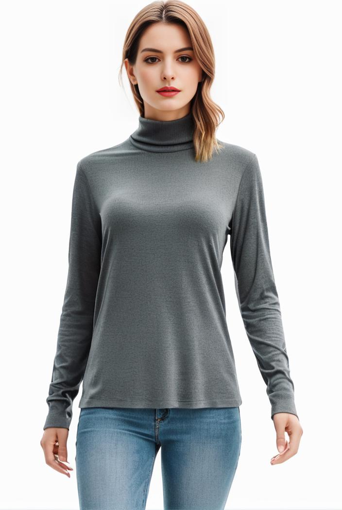 3 sets of turtleneck tees comfy long sleeve shirt perfect for spring autumn women s apparel 107677
