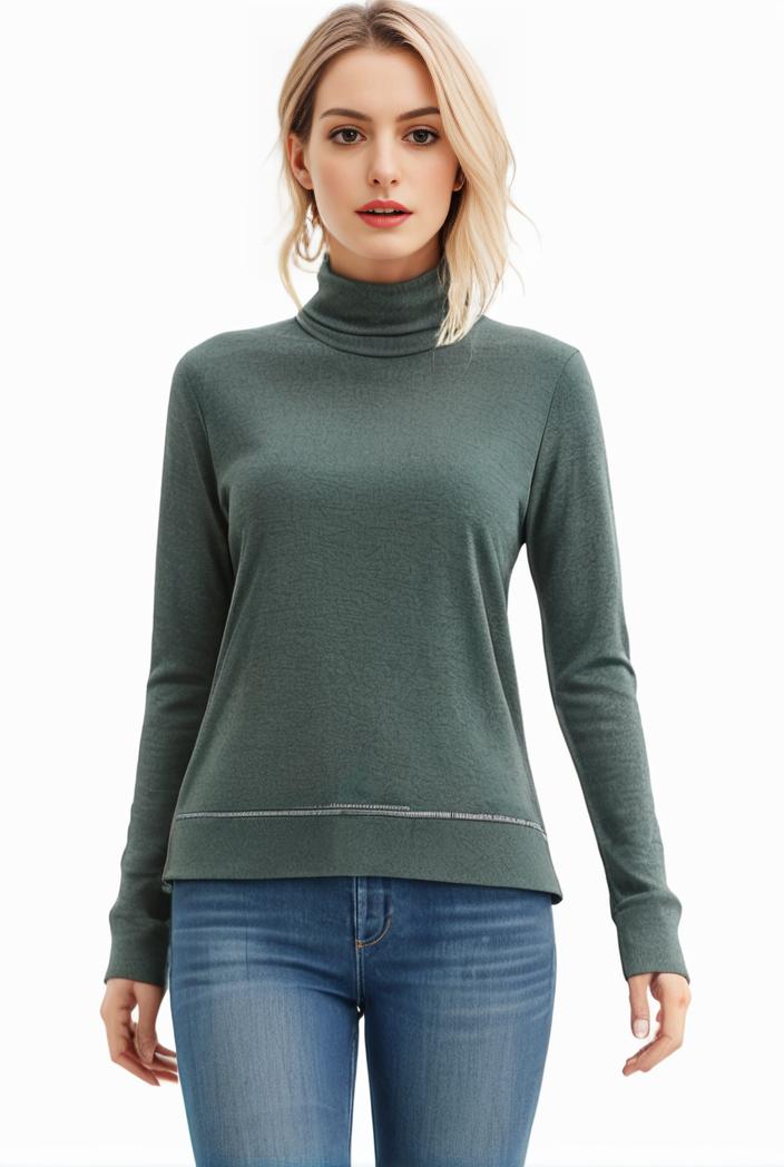 3 sets of turtleneck tees comfy long sleeve shirt perfect for spring autumn women s apparel 107678
