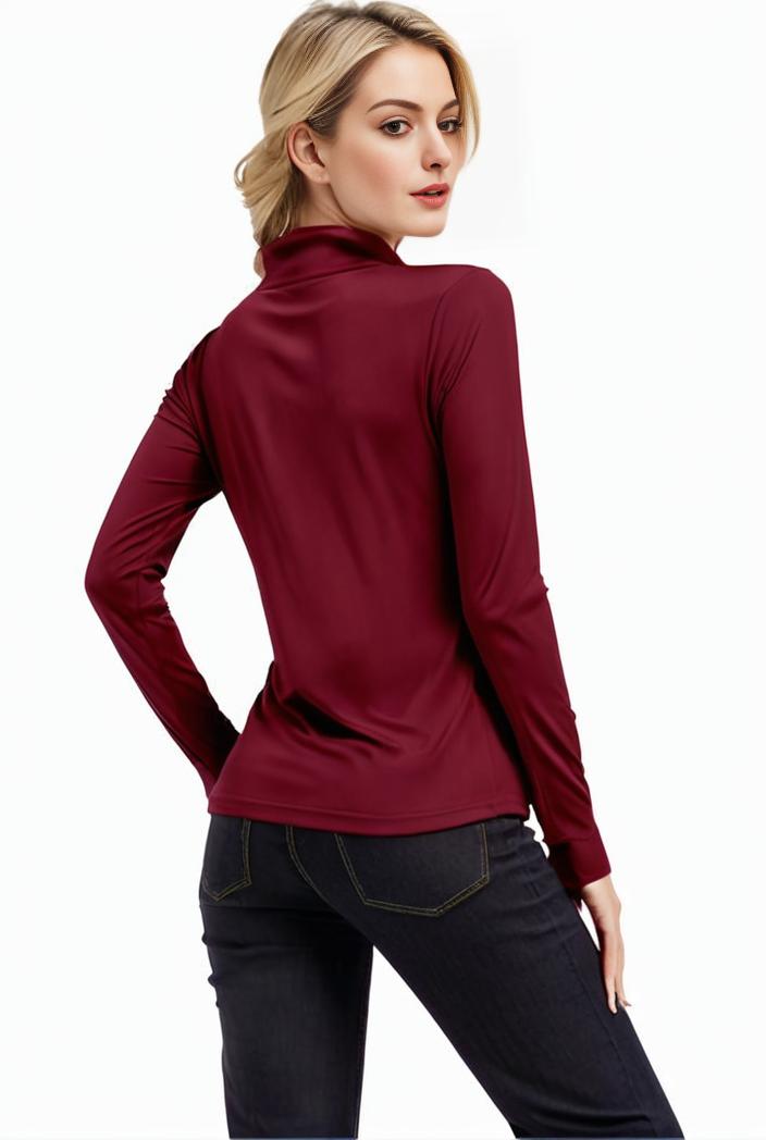 3 sets of turtleneck tees comfy long sleeve shirt perfect for spring autumn women s apparel 107690