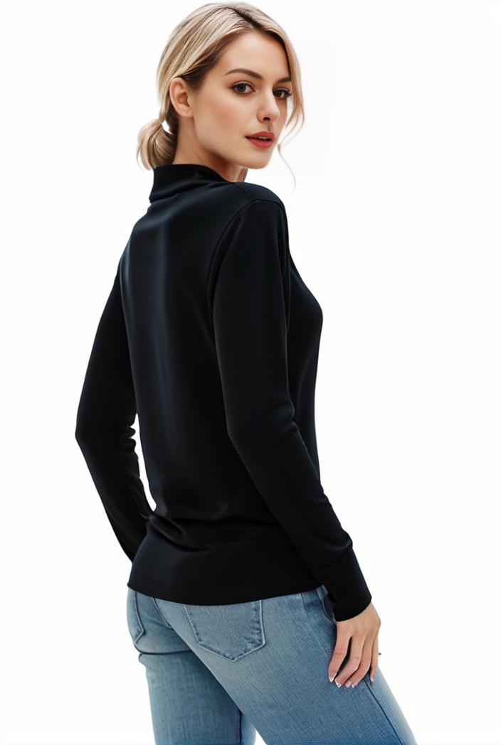 3 sets of turtleneck tees comfy long sleeve shirt perfect for spring autumn women s apparel 107695