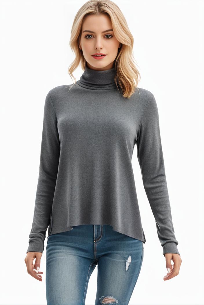 3 sets of turtleneck tees comfy long sleeve shirt perfect for spring autumn women s apparel 101633