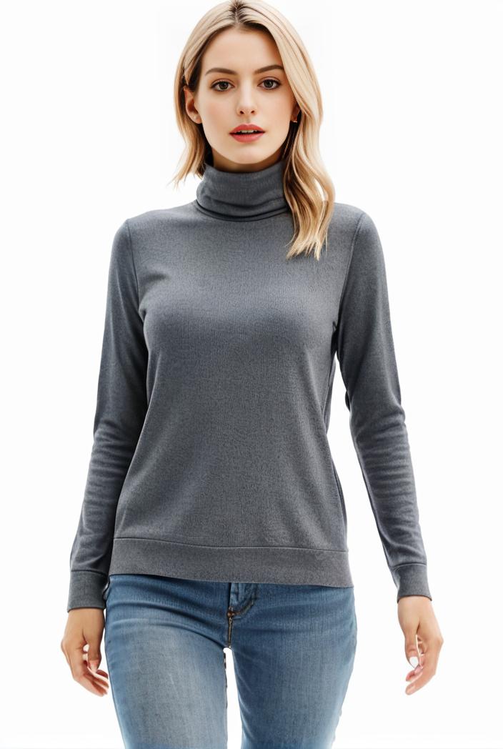 3 sets of turtleneck tees comfy long sleeve shirt perfect for spring autumn women s apparel 101635