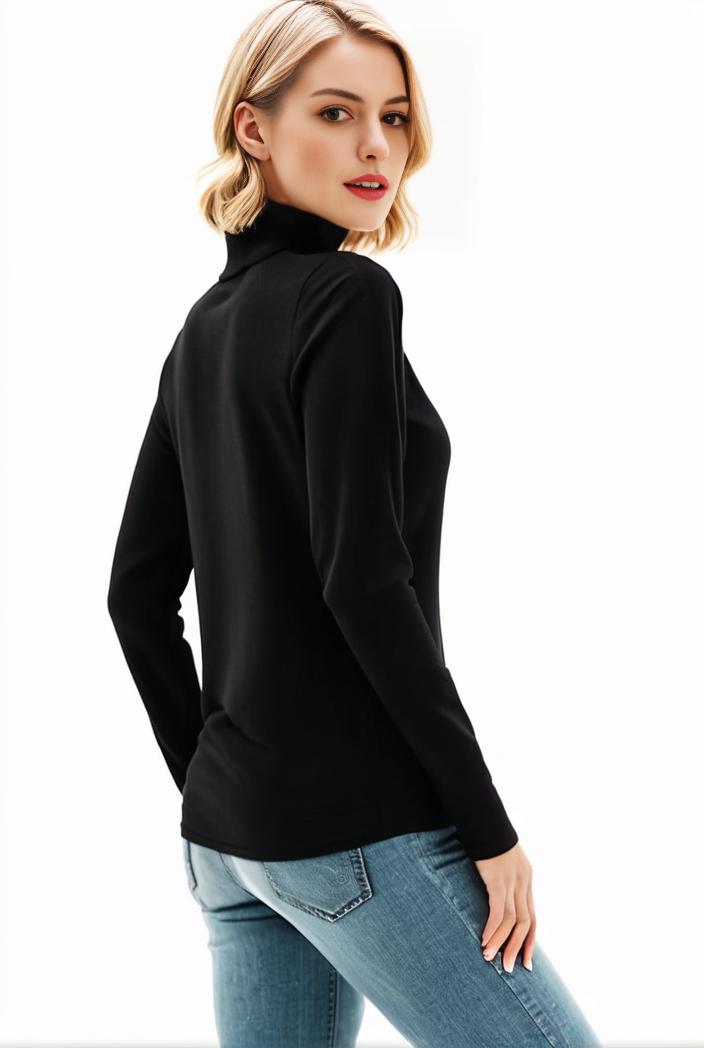 3 sets of turtleneck tees comfy long sleeve shirt perfect for spring autumn women s apparel 101649