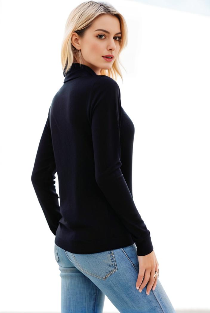 3 sets of turtleneck tees comfy long sleeve shirt perfect for spring autumn women s apparel 101650
