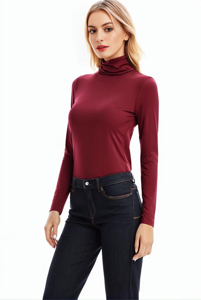 3 sets of turtleneck tees comfy long sleeve shirt perfect for spring autumn women s apparel 136808