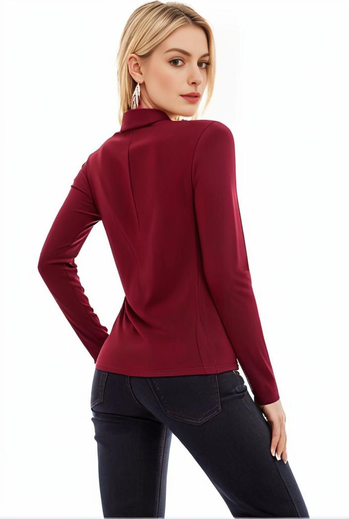 3 sets of turtleneck tees comfy long sleeve shirt perfect for spring autumn women s apparel 136823
