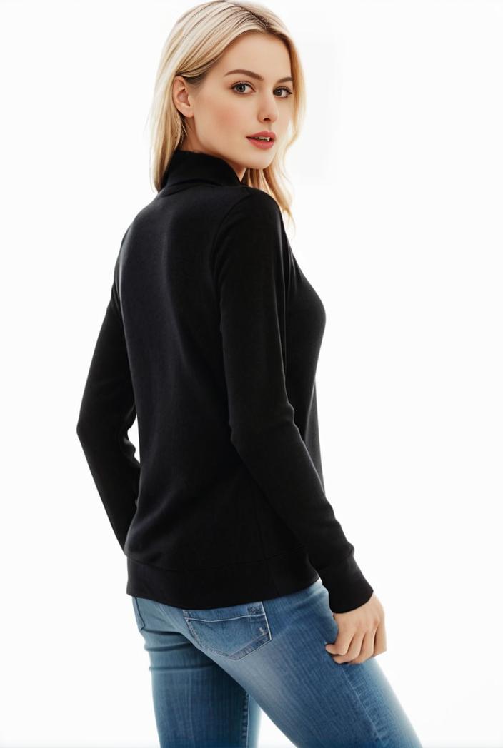 3 sets of turtleneck tees comfy long sleeve shirt perfect for spring autumn women s apparel 136828
