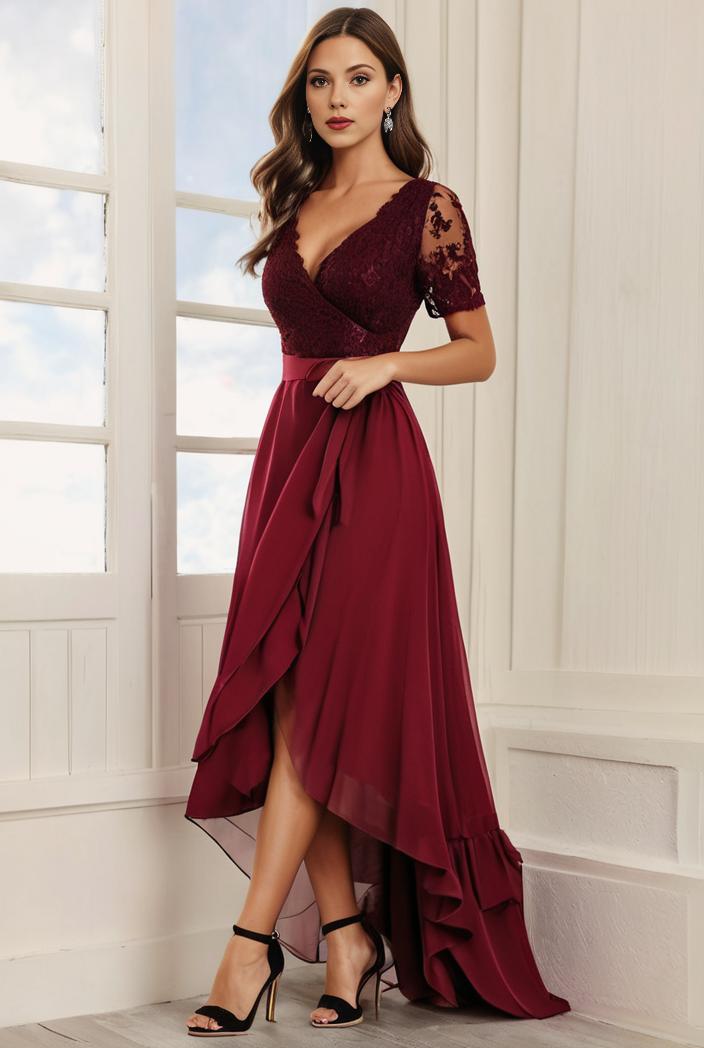 3 4 sleeve sheer sequin stripe high low hem evening dress 141119