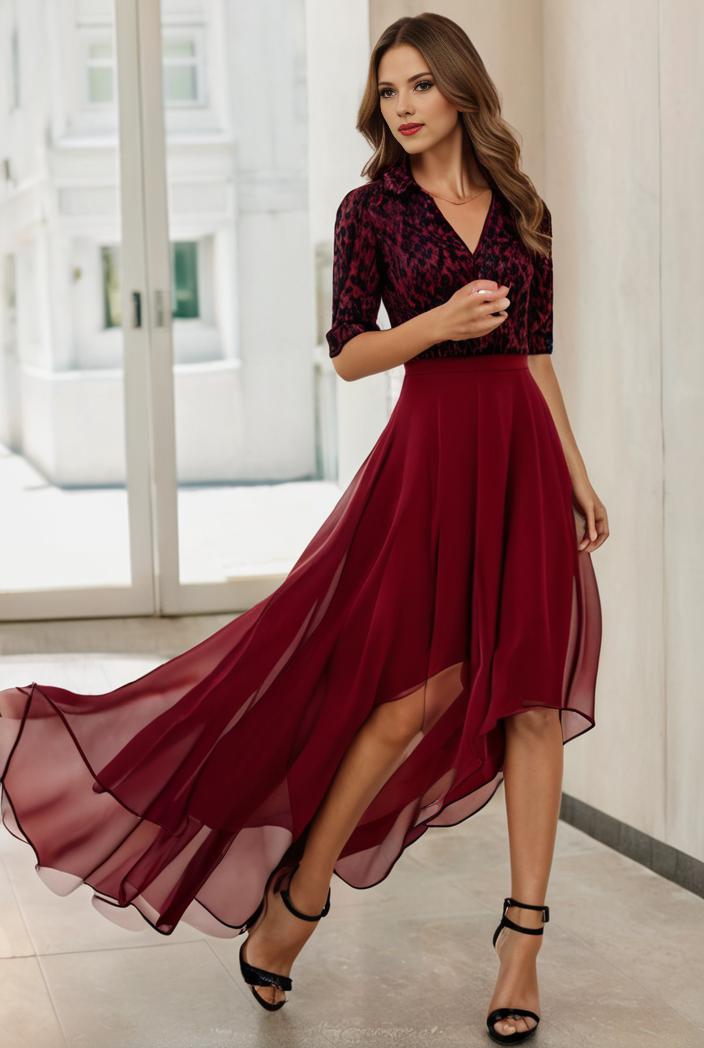3 4 sleeve sheer sequin stripe high low hem evening dress 141127