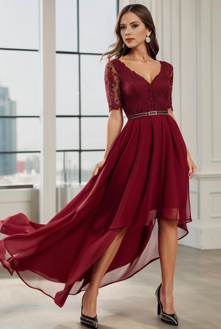 3 4 sleeve sheer sequin stripe high low hem evening dress 141128