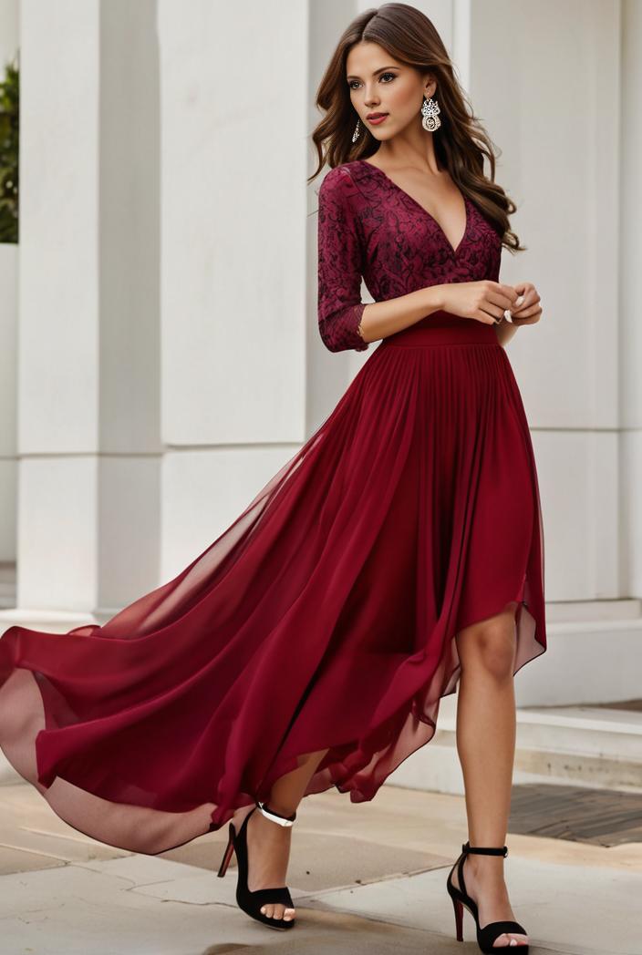 3 4 sleeve sheer sequin stripe high low hem evening dress 141132