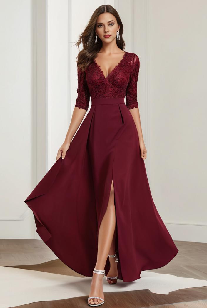 3 4 sleeve sheer sequin stripe high low hem evening dress 141139