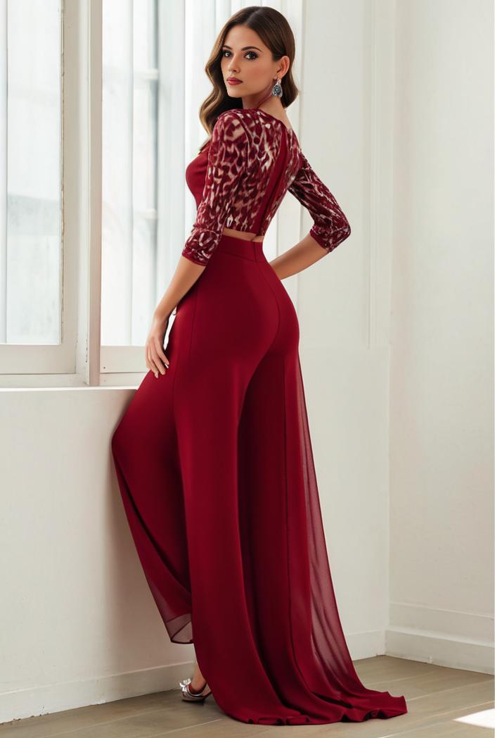 3 4 sleeve sheer sequin stripe high low hem evening dress 141145