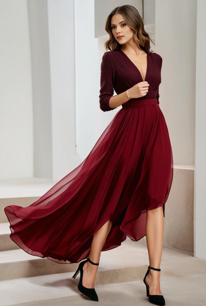 3 4 sleeve sheer sequin stripe high low hem evening dress 141150