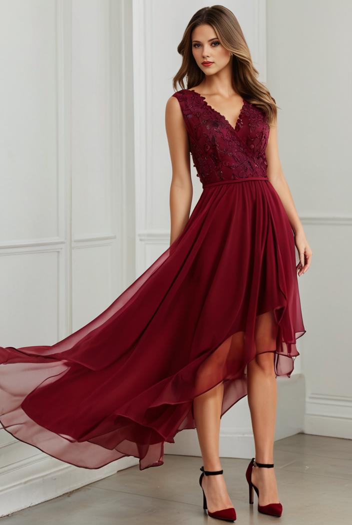 3 4 sleeve sheer sequin stripe high low hem evening dress 141153