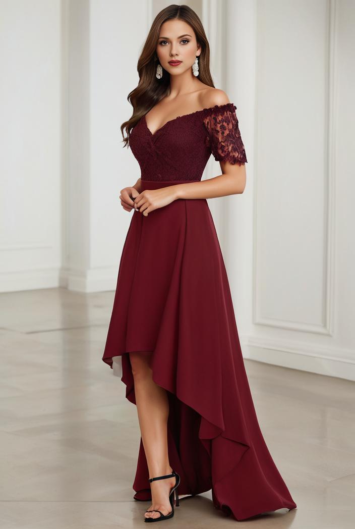 3 4 sleeve sheer sequin stripe high low hem evening dress 135011