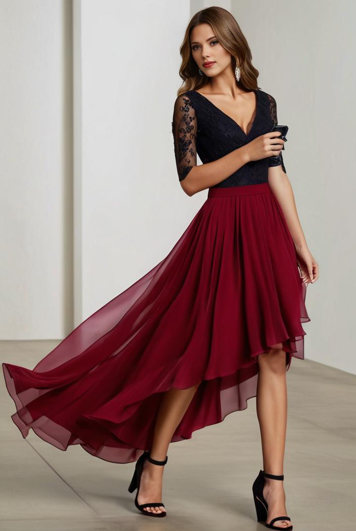 3 4 sleeve sheer sequin stripe high low hem evening dress 135022