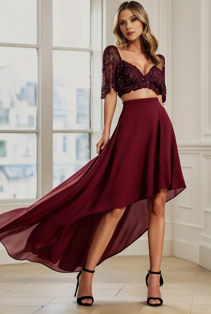 3 4 sleeve sheer sequin stripe high low hem evening dress 135044