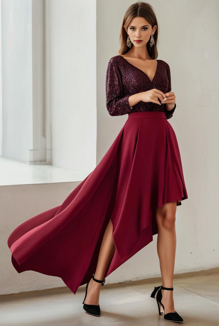 3 4 sleeve sheer sequin stripe high low hem evening dress 135047