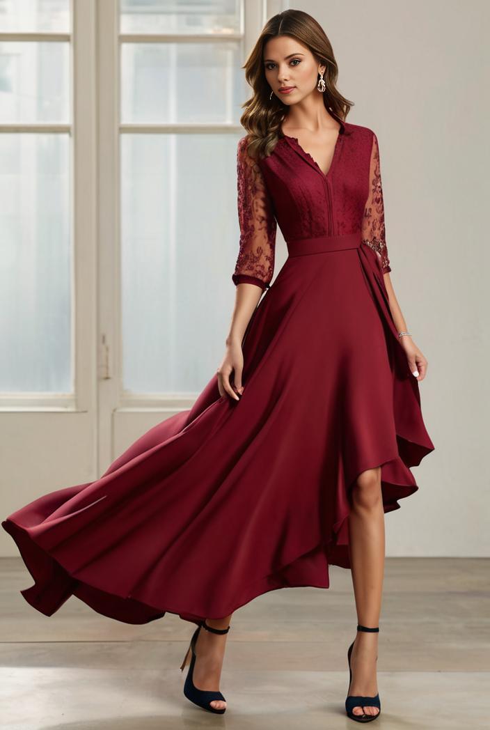3 4 sleeve sheer sequin stripe high low hem evening dress 135049