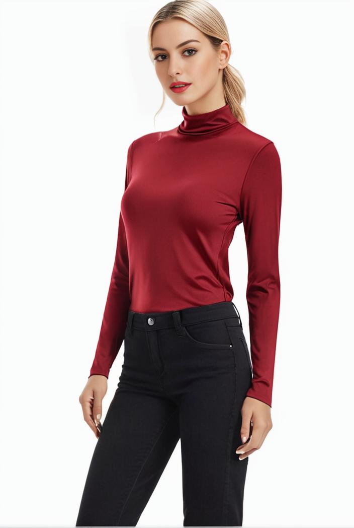 3 sets of turtleneck tees comfy long sleeve shirt perfect for spring autumn women s apparel 105341