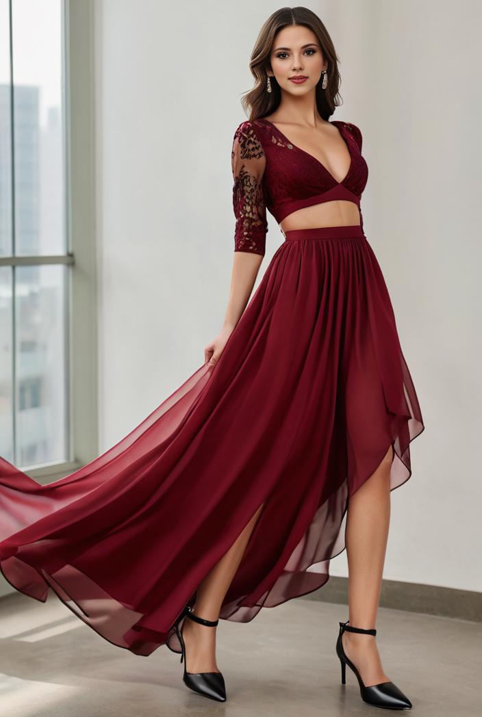 3 4 sleeve sheer sequin stripe high low hem evening dress 119285
