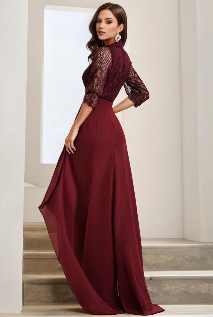 3 4 sleeve sheer sequin stripe high low hem evening dress 119306