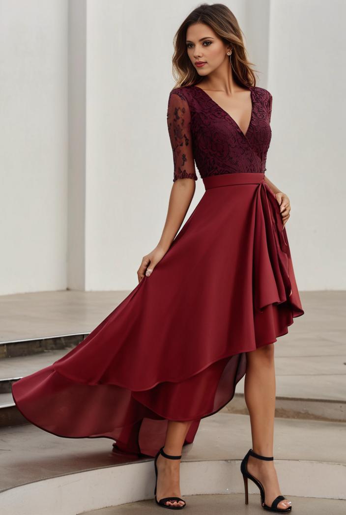 3 4 sleeve sheer sequin stripe high low hem evening dress 119311