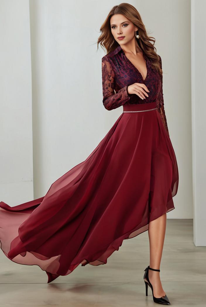 3 4 sleeve sheer sequin stripe high low hem evening dress 119314