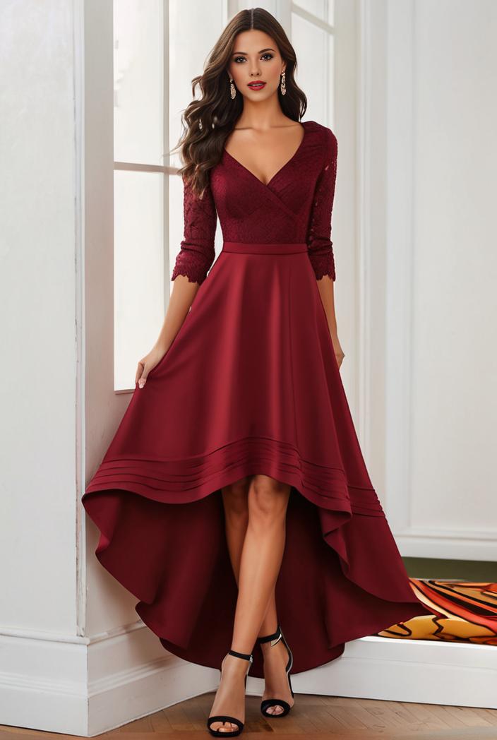3 4 sleeve sheer sequin stripe high low hem evening dress 119335