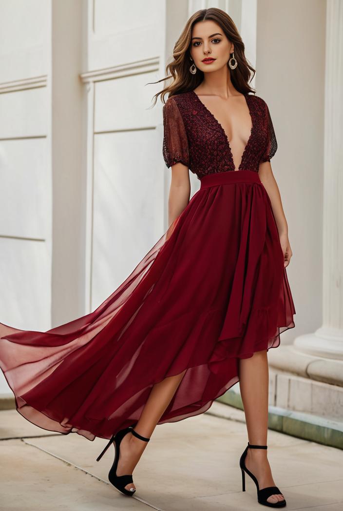 3 4 sleeve sheer sequin stripe high low hem evening dress 126792