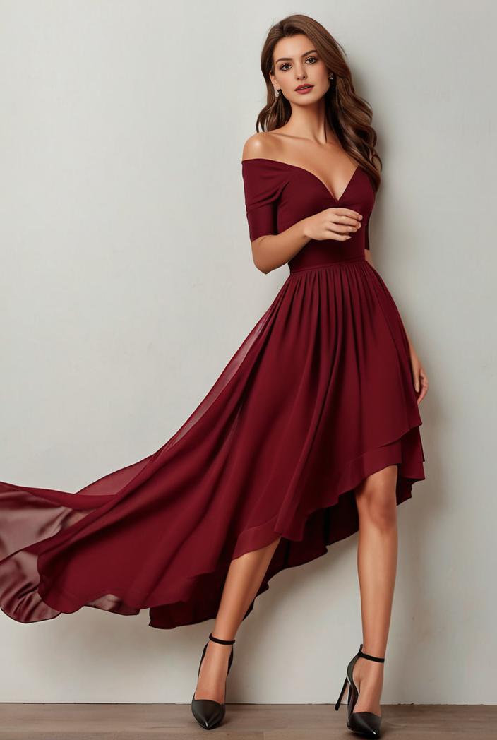 3 4 sleeve sheer sequin stripe high low hem evening dress 126813
