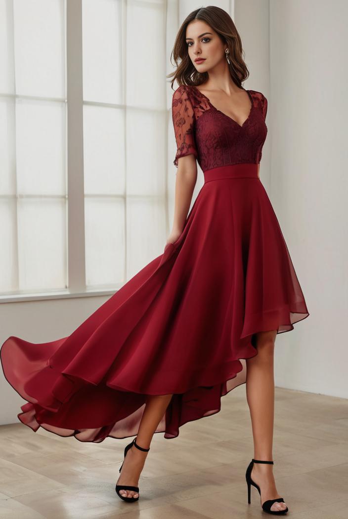 3 4 sleeve sheer sequin stripe high low hem evening dress 126814