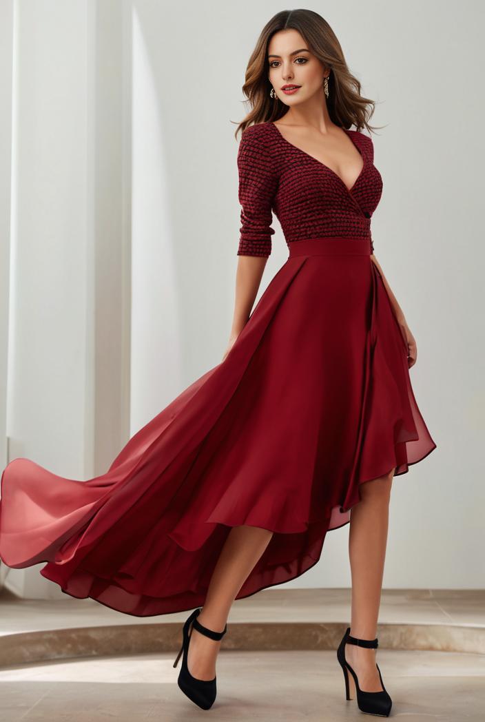 3 4 sleeve sheer sequin stripe high low hem evening dress 126815