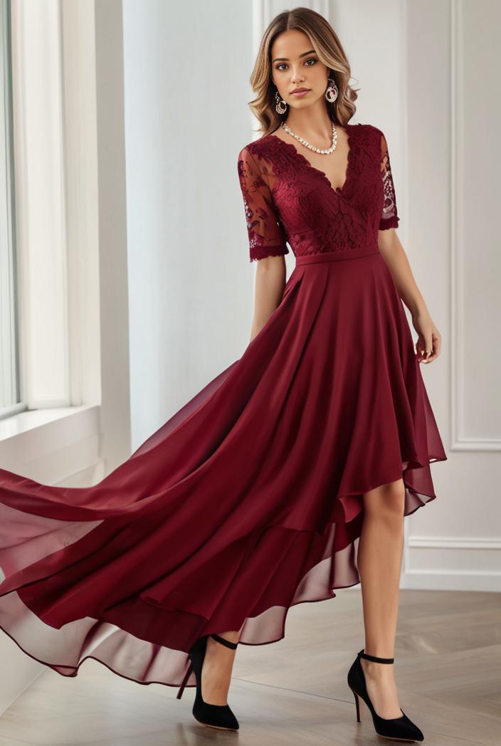 3 4 sleeve sheer sequin stripe high low hem evening dress 149798