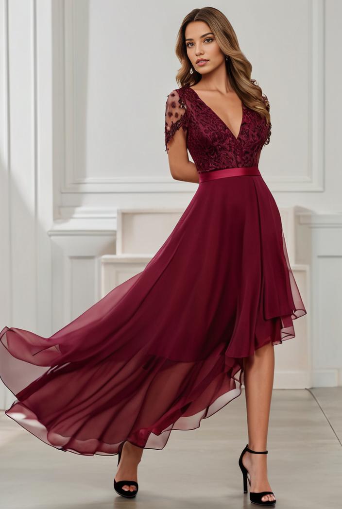 3 4 sleeve sheer sequin stripe high low hem evening dress 149821
