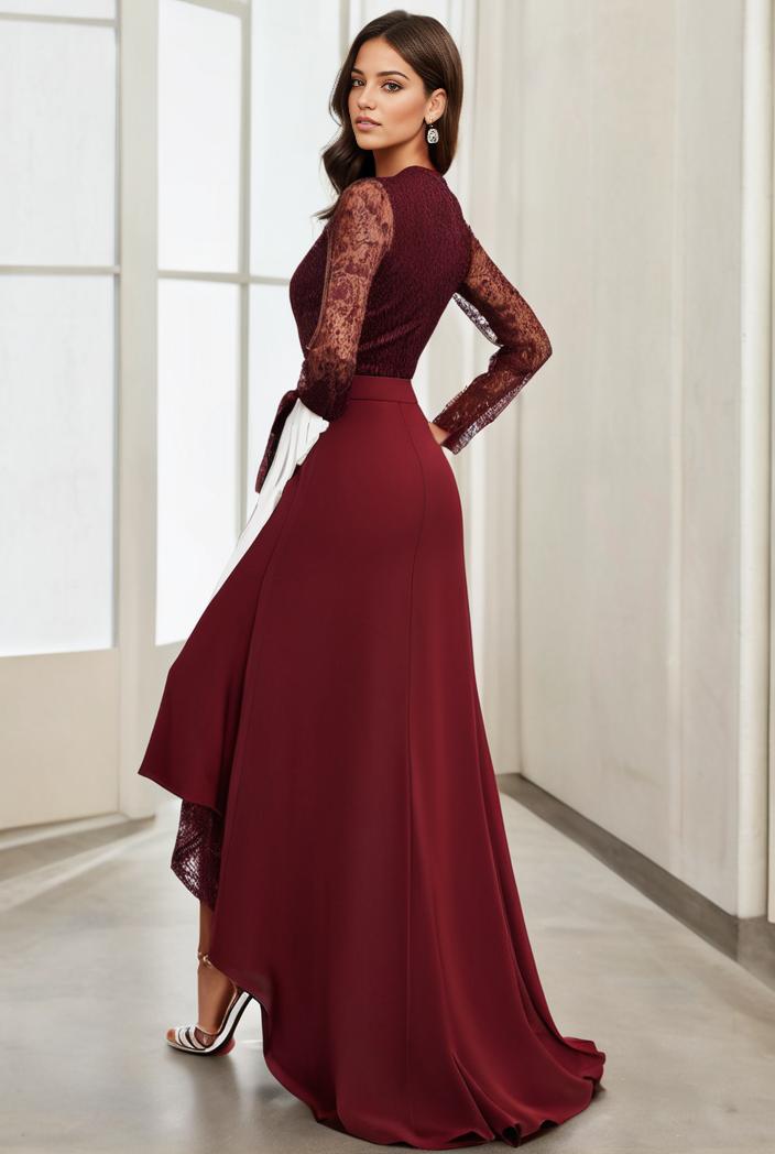 3 4 sleeve sheer sequin stripe high low hem evening dress 149834