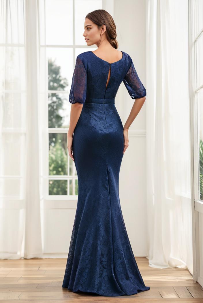 3 4 sleeve bodycon plunging back sequin evening dress 119611