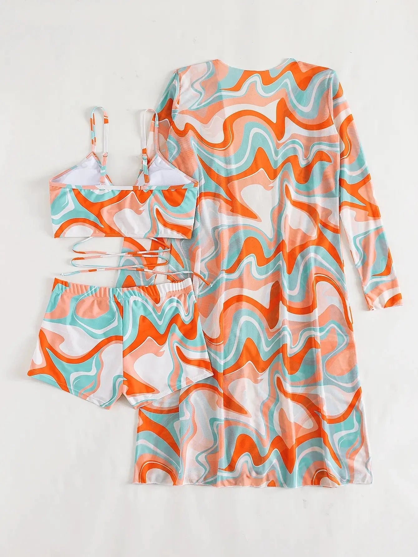 3 Pieces Sexy Print Bikini Women High Waist Swimsuit Cover Up Swimwear Female Lady Bathing Suit Swimming Summer Beachwear
