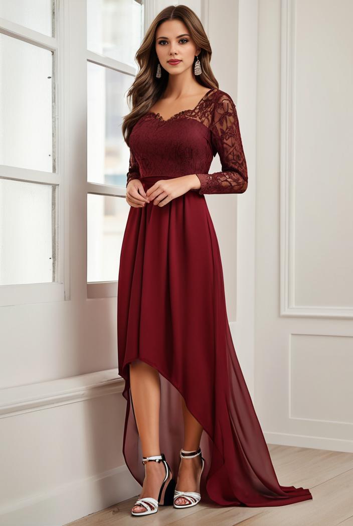 3 4 sleeve sheer sequin stripe high low hem evening dress 131548