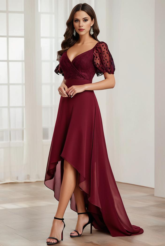 3 4 sleeve sheer sequin stripe high low hem evening dress 131549