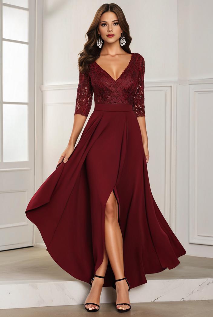 3 4 sleeve sheer sequin stripe high low hem evening dress 131559