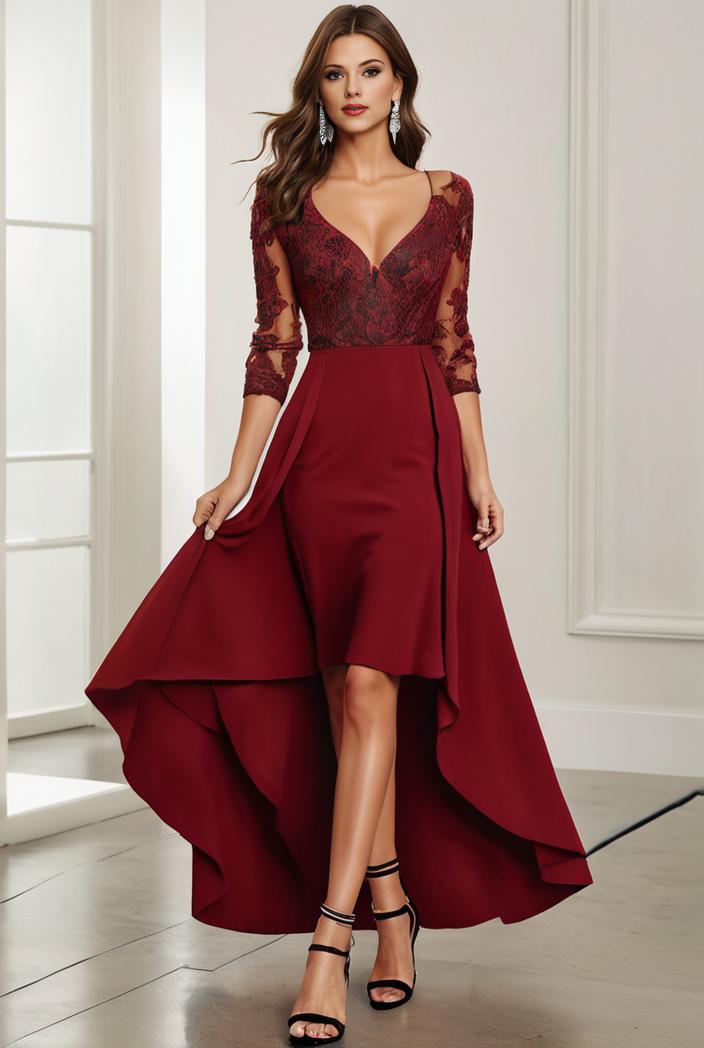 3 4 sleeve sheer sequin stripe high low hem evening dress 131606