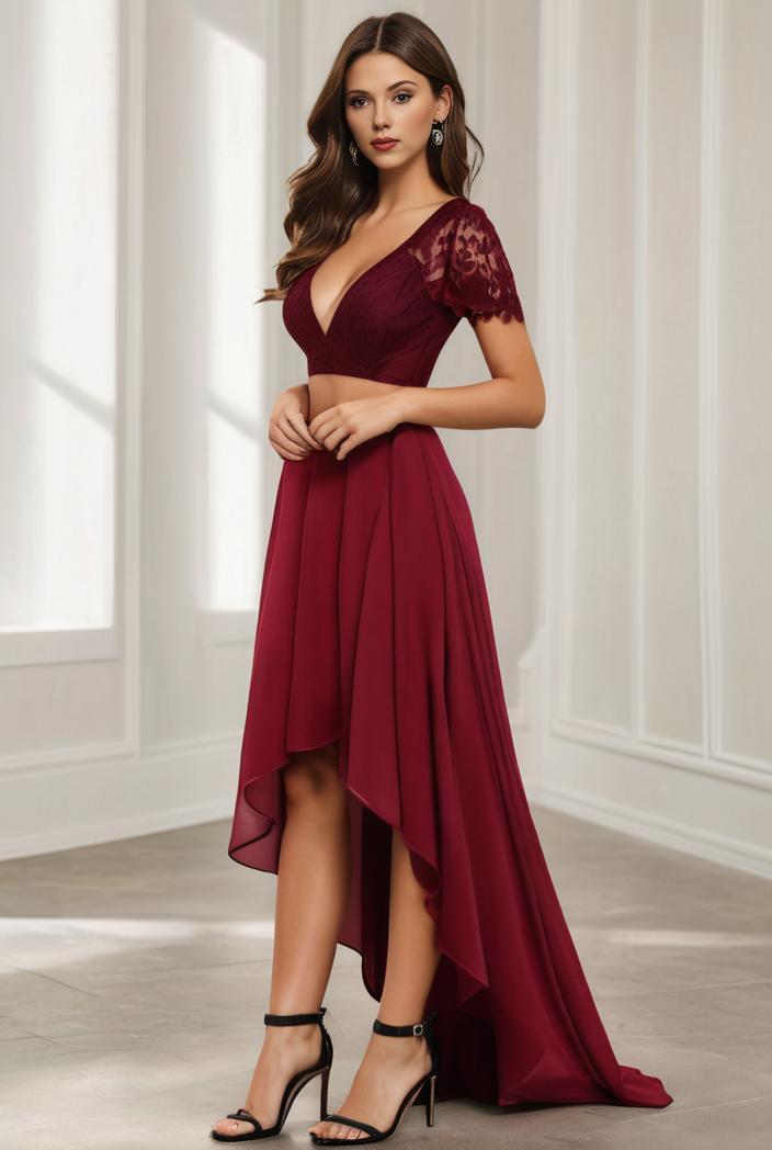 3 4 sleeve sheer sequin stripe high low hem evening dress 125421